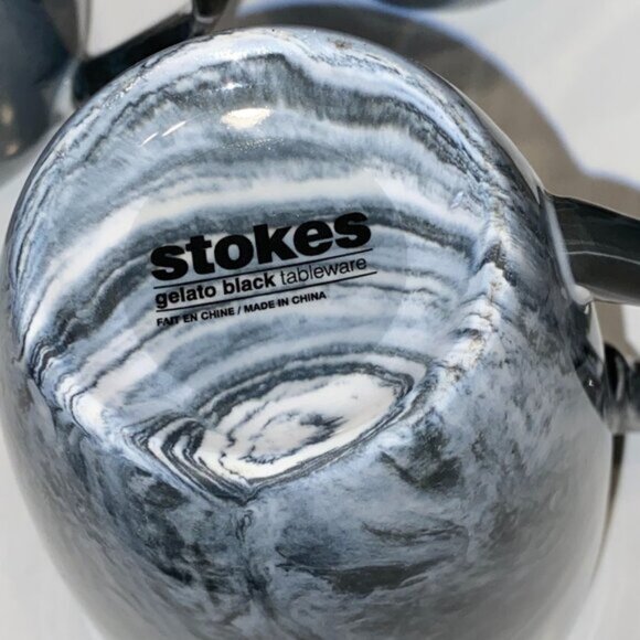 Set of 4 Gray and White Marbleized Ceramic Mugs Gelato Black Series from Stokes - Picture 4 of 4